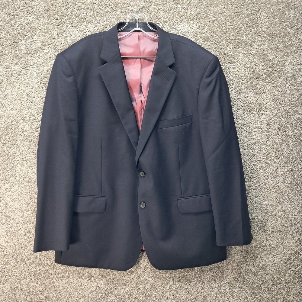Renoir Mens 44S Navy Blue 100% Wool 2-Button Blazer Jacket 508-2
